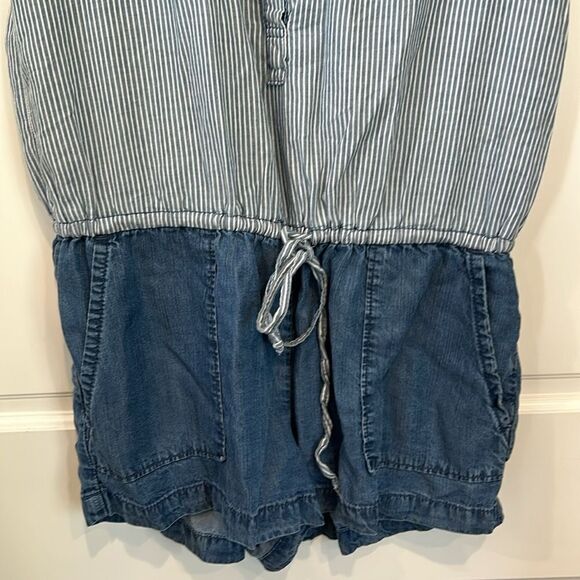 C and C California romper denim with striped denim top size small - Picture 6 of 13